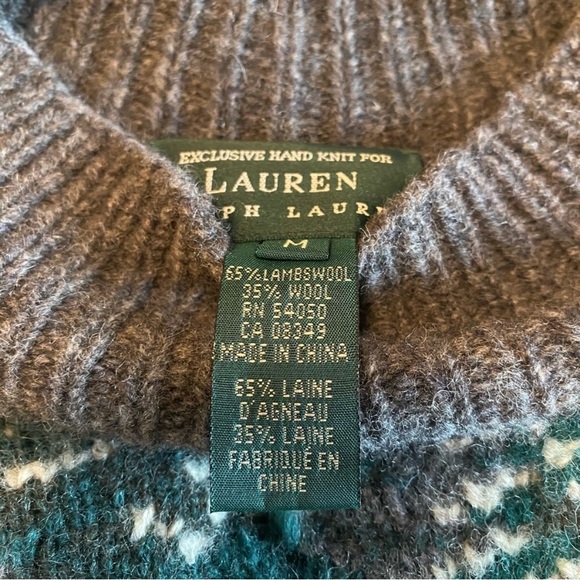 ⛸️🧶🧵🪡RALPH LAUREN HAND KNITTED LAMBSWOOL SWEATER - Picture 6 of 8